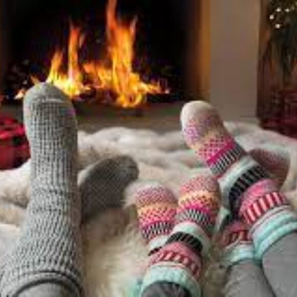 Unisex Indigo Grey Reading Cozy Socks Dark Grey Faux Fur Plush lining - Picture 1 of 4